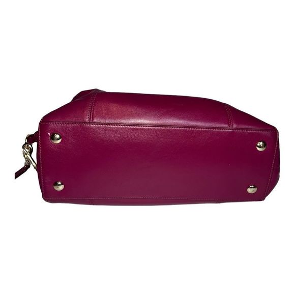 COACH Magenta Pebbled Leather Kelsey Satchel Bag - Picture 8 of 10